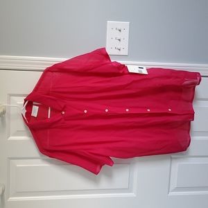 Magenta Sheer short sleeved blouse